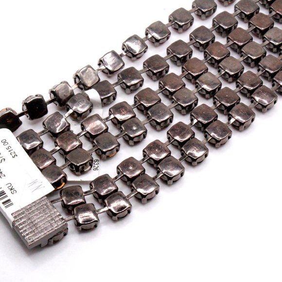 NWT $215 Nieman Marcus Mauve Purple Eggplant Wide Six Rows Blackened Bracelet - Picture 4 of 11